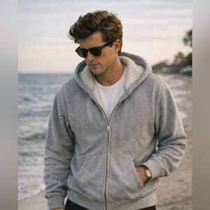 Calvin Klein Gray Sherpa Lined Zip Up Hoodie | Cozy Fleece Lined Jacket | Size M